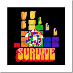 We Will Survive Disco Rainbow LGBTQ Posters and Art